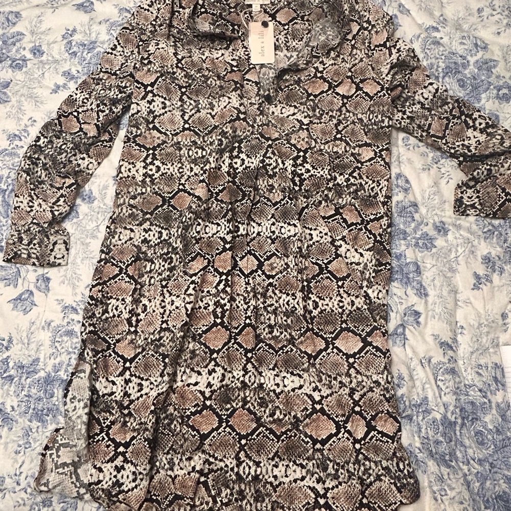 Snake Print Long Sleeve Dress